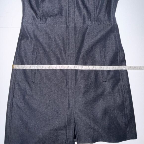 Tahari Navy Blue Chambray Trench Coat Lightweight Belted Jacket Funnel Neck XS - Picture 10 of 16